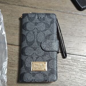 Coach Signature Black Phone Case with Gold Accents 14 Pro Max Iphone